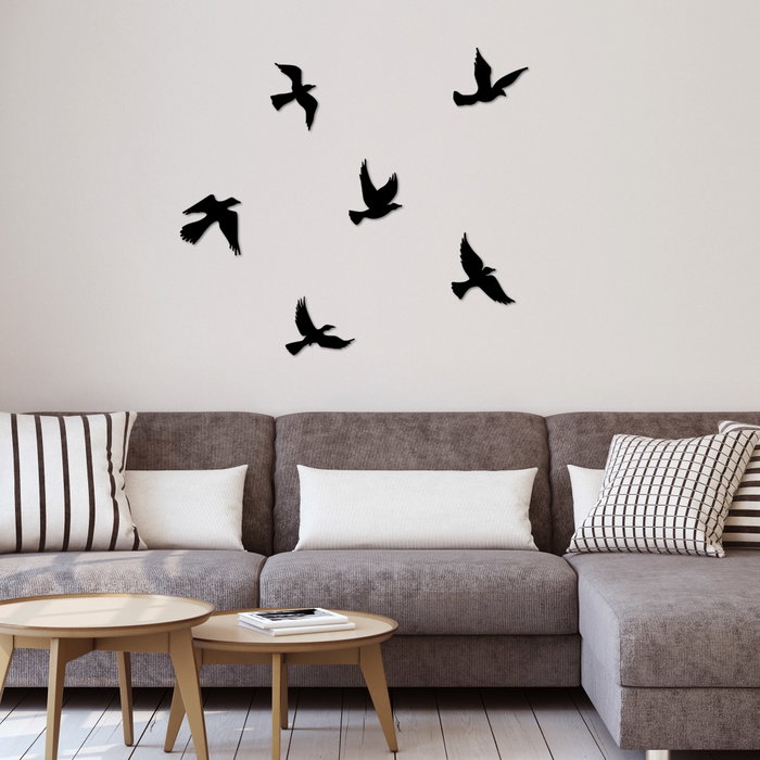 Wallity Flying Birds Escultura de Pared de Metal Negro